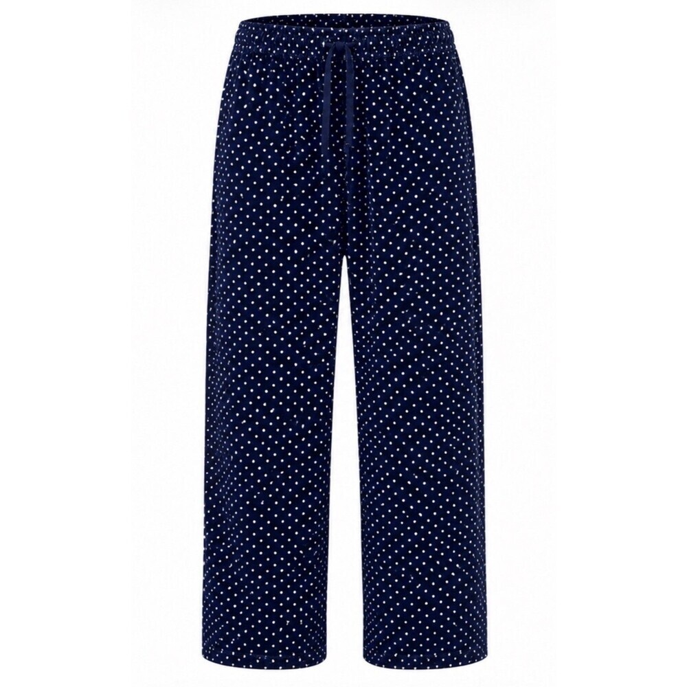 Daniel Buchler Med Men’s Blue/White Polka Dot Velour Drawstring Pajama Pants